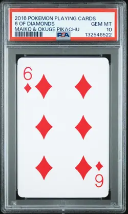2016 POKEMON PLAYING CARDS MAIKO PIKACHU & OKUGE PIKACHU 6 OF DIAMONDS PSA 10 - Image 1