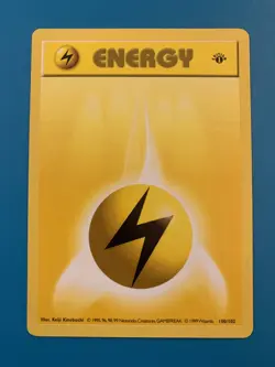 1st Edition Shadowless Lightning Energy 100/102 Base Set Vintage Pokemon Card - Image 1