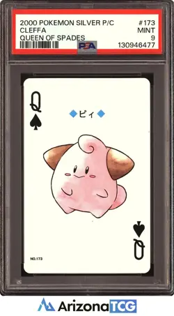 Pokemon 2000 Cleffa 173 Queen Of Spades Silver Playing Card Japanese PSA 9 - Image 1