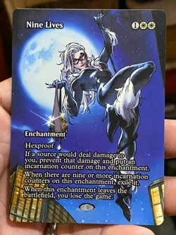 Nine Lives #3 MTG Marvel Universe Hand Painted Borderless Extended Altered Art v - Image 2