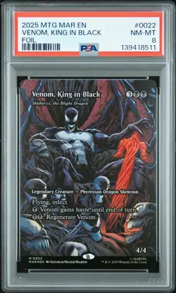 2025 MTG MARVEL'S SPIDER-MAN: SOURCE MAT FOIL #0022 VENOM, KING IN BLACK PSA 8 - Image 1