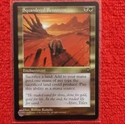 Magic: The Gathering Squandered Resources Enchantment Visions Rare Black Green - Image 1