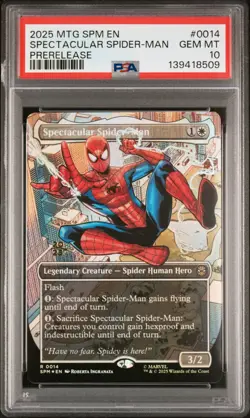 2025 MTG MARVEL'S SPIDER-MAN PRERELEASE #0014 SPECTACULAR SPIDER-MAN PSA 10 - Image 1