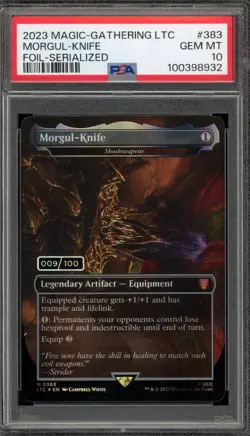 Magic MTG Morgul-Knife Lord of the Rings LTC Serialized 009/100 Foil #383 PSA 10 - Image 1
