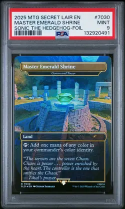 2025 MTG SECRET LAIR DROP SONIC THE HEDGEHOG-FOIL MASTER EMERALD SHRINE PSA 9 - Image 1