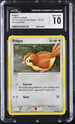 CGC 10 Pidgey - ex FireRed & LeafGreen 73/112 2004 Common Holo Pokemon - Image 1