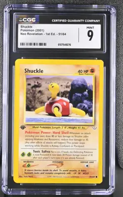 CGC MINT 9 Pokemon Shuckle 51/64 2001 Neo Revelation 1st Edition - Image 1