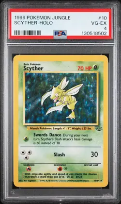 1999 POKEMON JUNGLE #10 SCYTHER-HOLO PSA 4 - Image 1