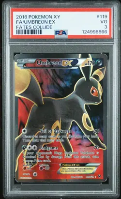 2016 POKEMON XY FATES COLLIDE #119 FULL ART/UMBREON EX PSA 3 - Image 1