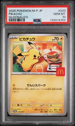 2025 POKEMON JAPANESE M-P PROMO MCDONALD'S #020 PIKACHU PSA 10 - Image 1