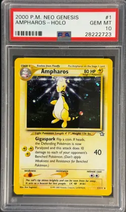 Pokemon 2000 P.M. Neo Genesis Ampharos Holo PSA 10 - Image 1