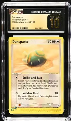 Pokemon Dunsparce POP 4! 2003 EX Sandstorm 60/100 CGC PRISTINE 10 - Image 1