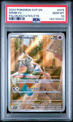 2024 POKEMON SVP PALDEAN FATES ETB PROMO #075 MIMIKYU PSA 10 - Image 1