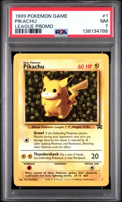 1999 POKEMON LEAGUE PROMO #1 PIKACHU PSA 7 - Image 1