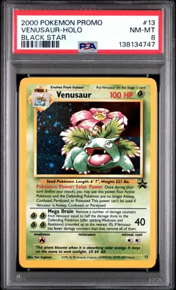 2000 POKEMON PROMO BLACK STAR #13 VENUSAUR-HOLO PSA 8 - Image 1