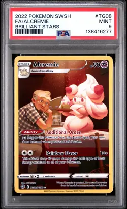 2022 POKEMON SWORD & SHIELD BRILLIANT STARS #TG08 FULL ART/ALCREMIE PSA 9 - Image 1