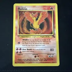 Pokemon TCG - Moltres 27/62 Non-Holo Unlimited Rare - WOTC Fossil Set NM LP - Image 1