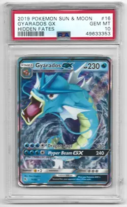 2019 Pokemon Sun & Moon Hidden Fates Gyarados GX PSA 10 #16/68 - Image 1