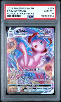 2021 POKEMON SWORD & SHIELD FUSION STRIKE SECRET #269 FULL ART/MEW VMAX PSA 10 - Image 1