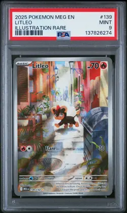 2025 POKEMON MEG EN-MEGA EVOLUTION ILLUSTRATION RARE #139 LITLEO PSA 9 - Image 1