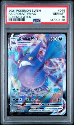 2021 POKEMON SWORD & SHIELD SHINING FATES #045 FULL ART/CROBAT VMAX PSA 10 - Image 1