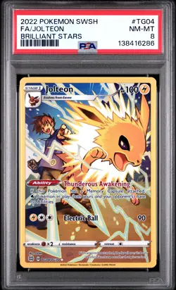 2022 POKEMON SWORD & SHIELD BRILLIANT STARS #TG04 FULL ART/JOLTEON PSA 8 - Image 1