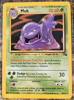 1999 Pokemon Fossil Rare Muk 28 NM or Better - Image 1