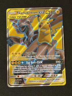 Pokemon TCG Pikachu & Zekrom GX 162/181 Tag Team Full Art Holo Rare - Image 1