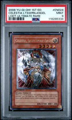 2008 YU-GI-OH! LODT-LIGHT OF DESTRUCTION #EN024 CELESTIA, LIGHTSWORN ANGEL PSA 9 - Image 1