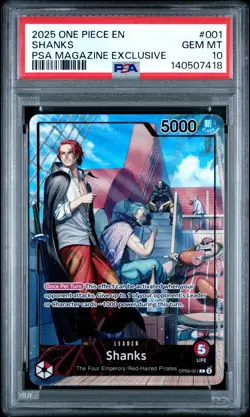 2025 ONE PIECE PROMOS PSA MAGAZINE EXCLUSIVE #001 SHANKS PSA 10 - Image 1