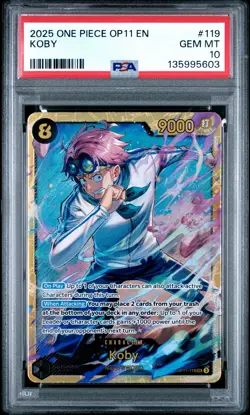 2025 ONE PIECE OP11-A FIST OF DIVINE SPEED #119 KOBY PSA 10 - Image 1