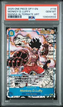 2025 ONE PIECE A FIST OF DIVINE SPEED MANGA ALT ART MONKEY D. LUFFY PSA 10 - Image 1