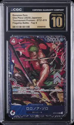 2025 ONE PIECE JPN TOURNAMENT FLAGSHIP BATTLE-TOP 8 RORONOA ZORO CGC 10 PRISTINE - Image 1