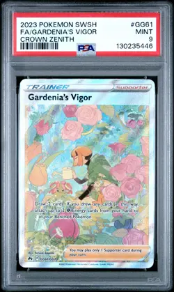 2023 POKEMON SWORD & SHIELD CROWN ZENITH #GG61 FULL ART/GARDENIA'S VIGOR PSA 9 - Image 1