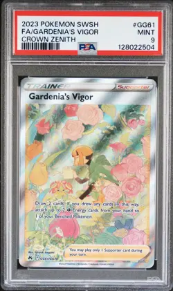 2023 POKEMON SWORD & SHIELD CROWN ZENITH #GG61 FULL ART/GARDENIA'S VIGOR PSA 9 - Image 1