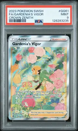 2023 POKEMON SWORD & SHIELD CROWN ZENITH #GG61 FULL ART/GARDENIA'S VIGOR PSA 9 - Image 1