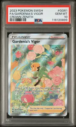 2023 POKEMON SWORD & SHIELD CROWN ZENITH #GG61 FULL ART/GARDENIA'S VIGOR PSA 10 - Image 1