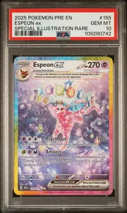 2025 POKEMON PRISMATIC EVOLUTIONS SPECIAL ILLUSTRATION RARE ESPEON EX PSA 10 - Image 1