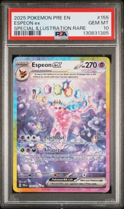2025 POKEMON PRISMATIC EVOLUTIONS SPECIAL ILLUSTRATION RARE ESPEON EX PSA 10 - Image 1
