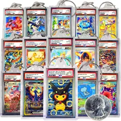 🔥Pokemon PSA 10 Slabbies ✨Holo-Keychains (Mini)✨ Find Your GRAILS! SIR/FA/IR🔥 - Image 1