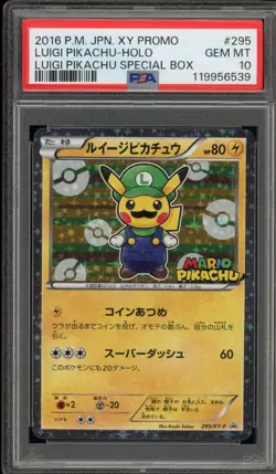 Pokemon Luigi Pikachu Special Bx. Japanese Holo Promo 295/XY-P PSA 10 Gem Mint - Image 1