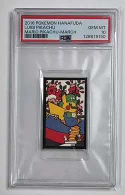 2016 Pokemon Hanafuda Luigi Pikachu Mario Pikachu March PSA 10 - Image 1