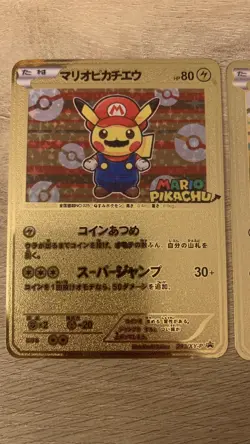 Pikachu Mario & Luigi 2 Card Set Metal Japanese Pokemon Gift/Display - Image 2