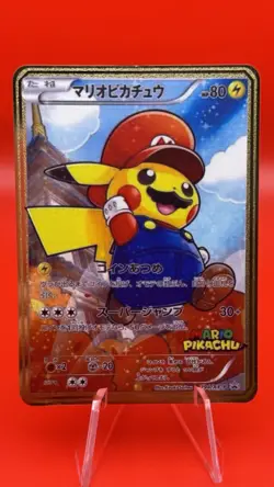 Pikachu Mario & Luigi Full Art 2 Card Set Metal Japanese Pokemon Gift/Display - Image 3