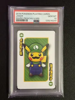 2016 POKEMON PLAYING CARDS MARIO PIKACHU LUIGI JOKER PSA 10 - Image 1