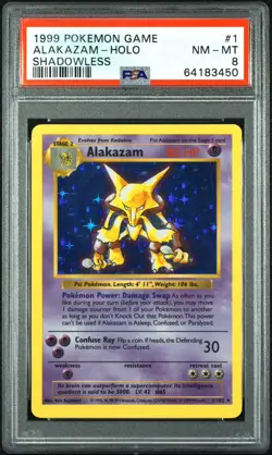 PSA 8 Alakazam - 1/102 - Base Set Shadowless Holo - Pokemon - NM - Mint - Image 1