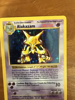 Pokemon Alakazam TCG Base Set Holo Rare Card 1/102 Shadowless Unlimited CLEAN NM - Image 3