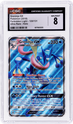 2018 Pokemon Sun and Moon Forbidden Light Greninja Gx #120 CGC 8 - Image 1