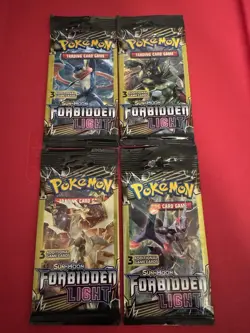 POKEMON Sun Moon FORBIDDEN LIGHT 3 Card Mini Booster Packs Complete Pack Art Set - Image 2