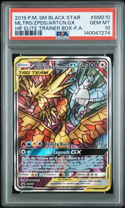 2019 Pokemon Moltres & Zapdos & Articuno GX SM210 Hidden Fates PSA GEM MINT 10 - Image 1